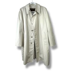 VTG London Fog Khaki Vintage Men's Maincoat Fur Lined Long Button Trench Coat